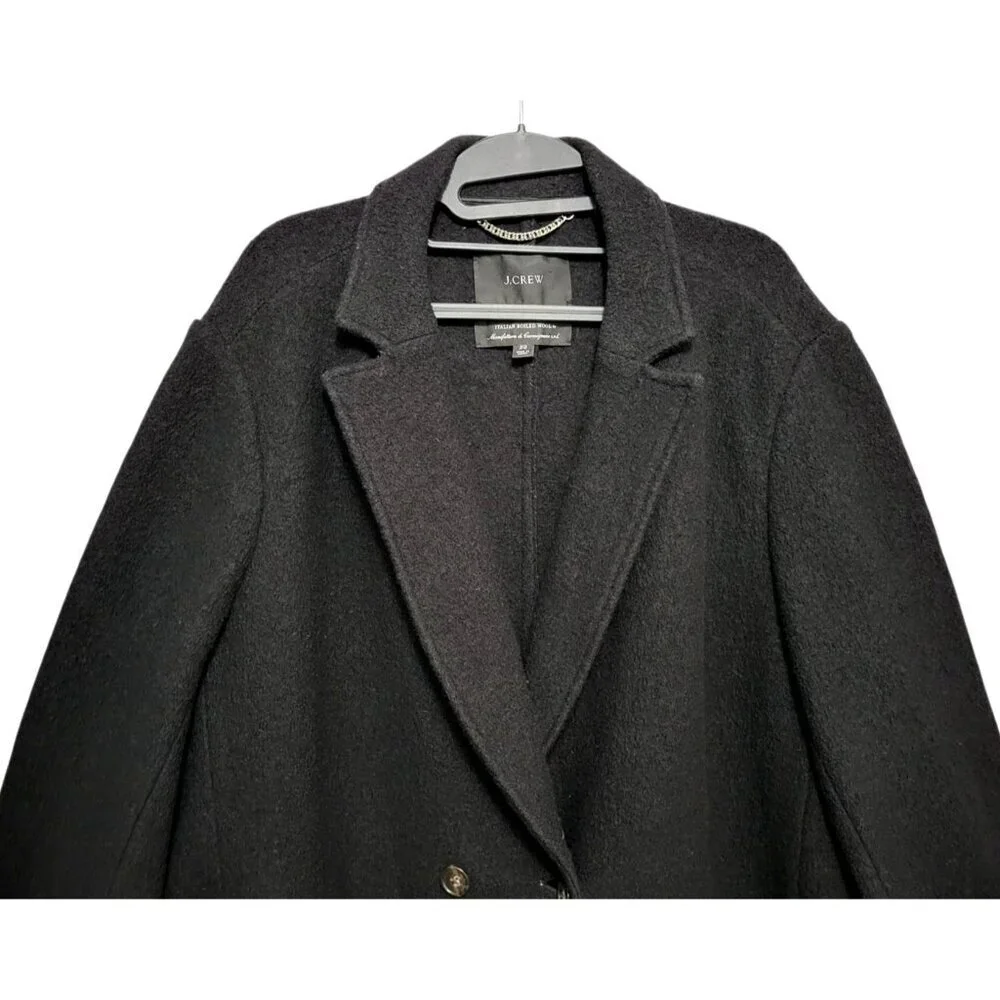 J. Crew Daphne Topcoat Italian Boiled Wool Black Coat